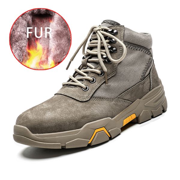 

men winter warm snow boots waterproof boots men plush lace up footwear ankle male casual shoes outdoor fashion big size, Black