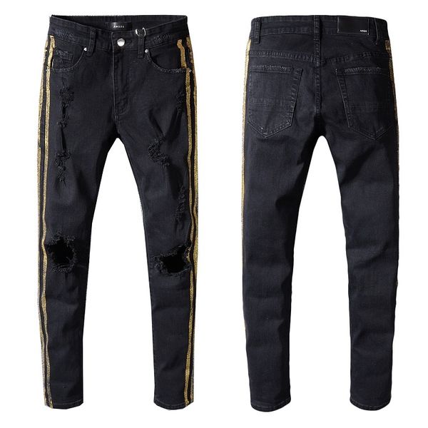 

Ami europe america high treet trend hole locomotive jean light blue old lim punk youth feet pant amiri jean jean