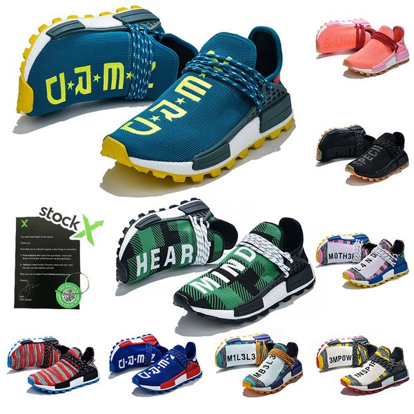 

2020 stock x shoes designer brand hu human race nmd green white solar pack mother men women running shoes homecoming sport sneakers 36-47