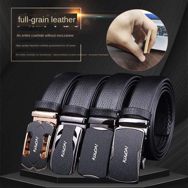 

zp7l4 2020 men's simple cowhide wear-resistant business automatic buckle 2020 men's simple cowhide wear-resistant belt business au, Black;brown