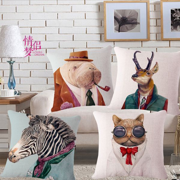 

originality animal figure cotton flax pillow back cushion loose coat