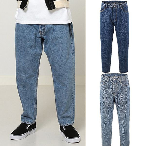 

новая весна и осень 2019 свободные брюки с прямыми ногами хай-стрит хип-хоп джинсы с застежкой-молнией мужской хипстер уличная одежда брюки, Blue