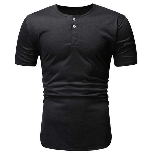 

brand t-shirts 2019 summer short sleeve o-neck comfortable buttons loose slim t shirt men sport t plus size m-2xl, Black;blue