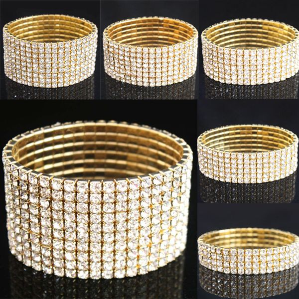 

diamond tennis bracelet for women wedding bling iced out chains jewelry rhinestone crystal bracelet for ladies drop shipping, Golden;silver