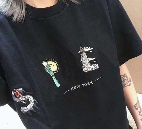 

топ роскошный дизайнерский бренд supre топы женихами футболки 19ss city arc tee городской ориентир с короткими рукавами футболки мужчин женщ, White;black