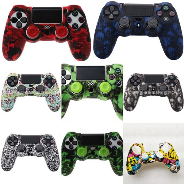 

jpyud multi-colors camouflage silicone rubber case for grip cover case controller ps4 skin joystick gamepad outer case