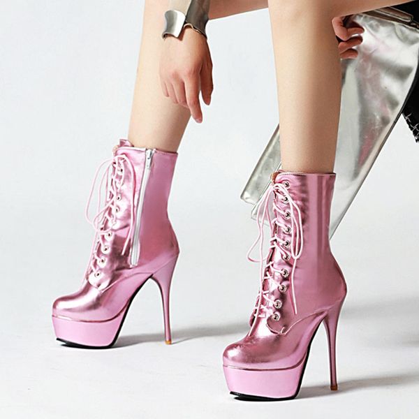 

sarairis 2020 winter 13.5cm thin high heels woman boots female shoes party nightclub prom ankle boots women shoes, Black