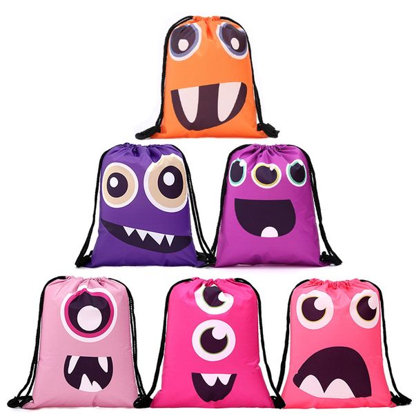 

women backpack storage bundle rope funny cute pattern shopping drawstring bag