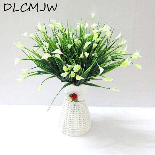 

calla lily artificial plant flowers green plastic grass fake plant decorate flowers for wedding home decoration grass