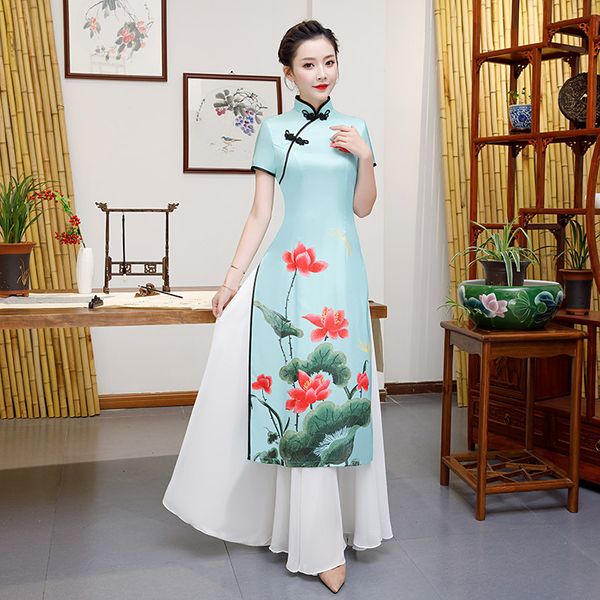 

ao dai long cheongsam traditional china style party qipao robe oriental womens elegant evening dress vestido plus size 5xl, Red
