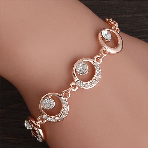 Verão na moda nova moda quente redonda jóias de cristal charme pulseira pulseira de braceletes de ouro para mulheres
