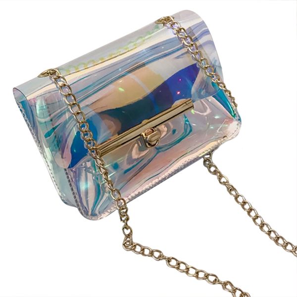 

женщины pvc + pu chain bag прозрачный clear tote плеча crossbody сумка сумки