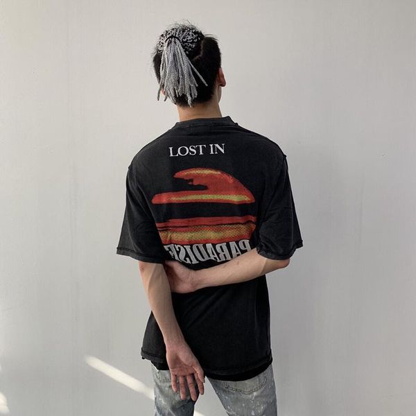 

spring summer american inside out lost in paradise sunset tee skateboard mens designer t shirt women street casual cotton tshirt, White;black