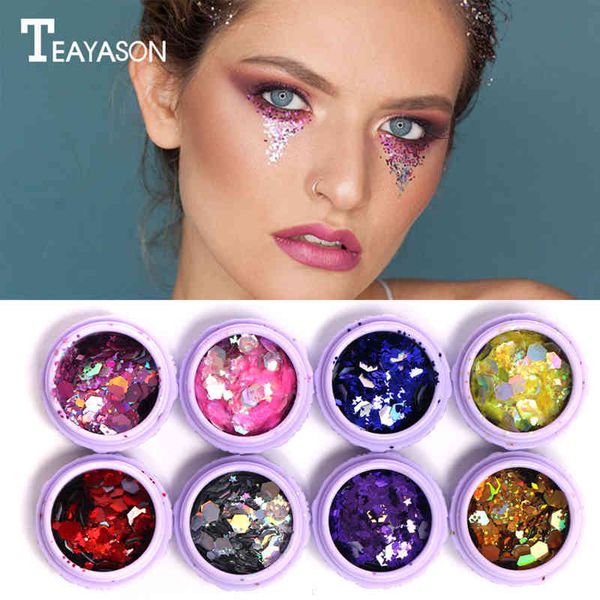 Dropship TEAYASON-Glitterpulver für Lidschattengoldsilbernagelstern wasserdichtes langlebiges Parteiverfassungsglitterlidschatten 16 PC / Los