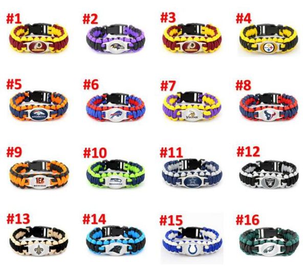 

wholesale football jersey bracelet rugby bracelet 32 models cowboys paracord luxury designer jewelry women bracelets dhl a0208, Black