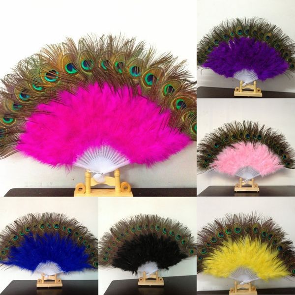 Peacock Feather Hand Fan Dancing Bridal Party Supply Decor Chinese