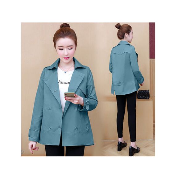 

short trench coat women long section spring autumn double-breasted suit collar loose large size fashion slimm windbreaker d280, Tan;black