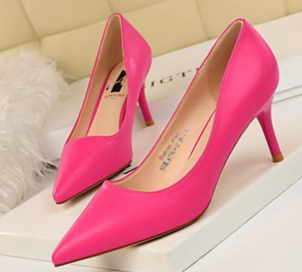 

2019 women's shoes in spring and autumn with new style high heel fine heel pointed end@214, Black