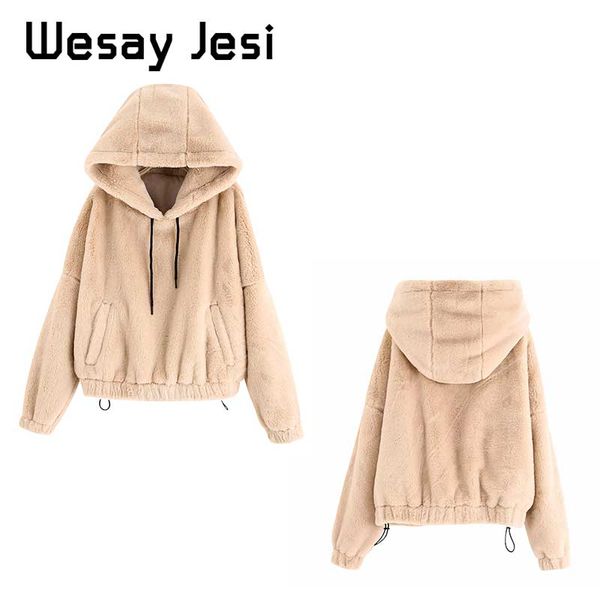 

women autumn winter coats solid harajuku full-sleeve hooded jacket warm vintage pocket female outwear casual coat women, Black