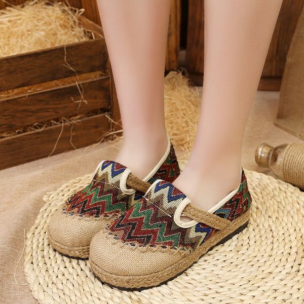 

spring autumn new mixed colors flat shoes women's national style casual breathable comfortable wild ladies loafers w33-87, Black