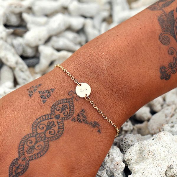 

fashion gold silver color letter bracelet & bangle for women simple adjustable name bracelets pulseras mujer jewelry party gifts, Golden;silver