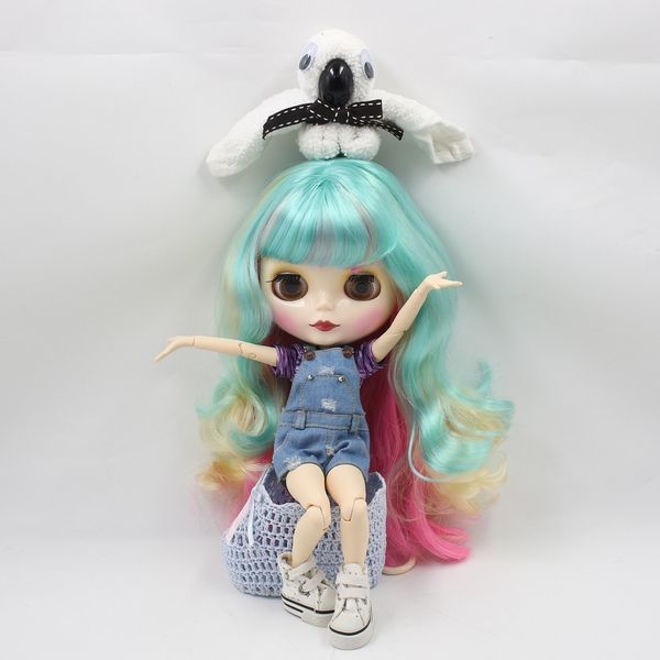 

icy nude factory blyth doll series no.230bl2369/313/4268 green mix purple and yellow hair white skin joint body neo 1/6 bjd t200428