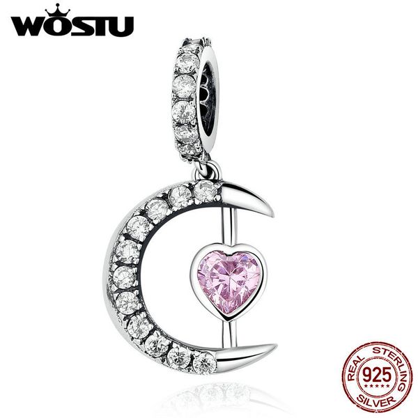 

горячие продажи 925 серебро сердце луны шарм бисера fit оригинальный браслет ожерелье подвески аутентичные ювелирные изделия diy cqc040, Bronze;silver