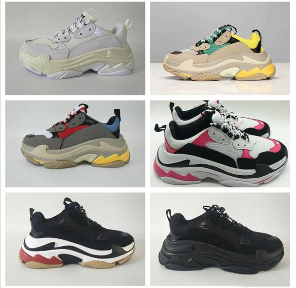 

paris 17fw triple-s walking shoe luxury dad shoes chaussures femme triple s 17fw designer sneakers for men women vintage old grandpa trainer