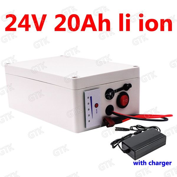 

gtk 24v 20ah lithium ion battery li ion bms 7s for 500w solar bike scooter wheelchair lawn mower restaurant robot + 3a charger