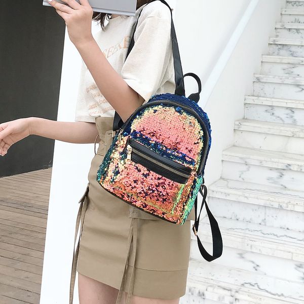 

new teenage bling glitter sequins backpack girls rucksack students school bag female shiny mini backpacks