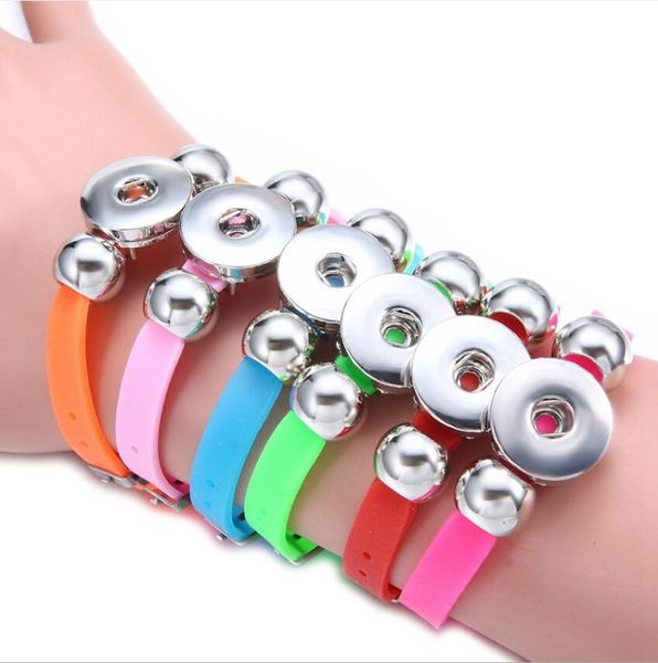 

noosa snap bracelet jewelry candy color plastic silicone strand snap charm wristband fit diy 18mm snaps jewelry, Golden;silver