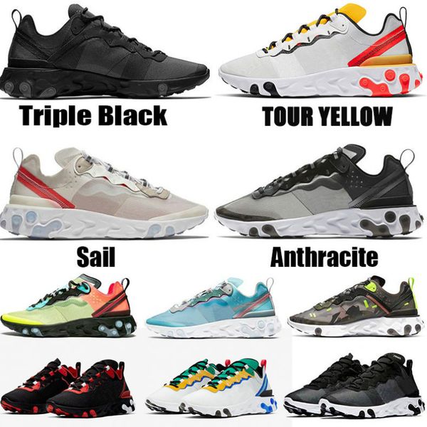 

new quality react element 55 87 undercover mens running shoes triple black white red sail anthracite sneakers sports shoes arthur