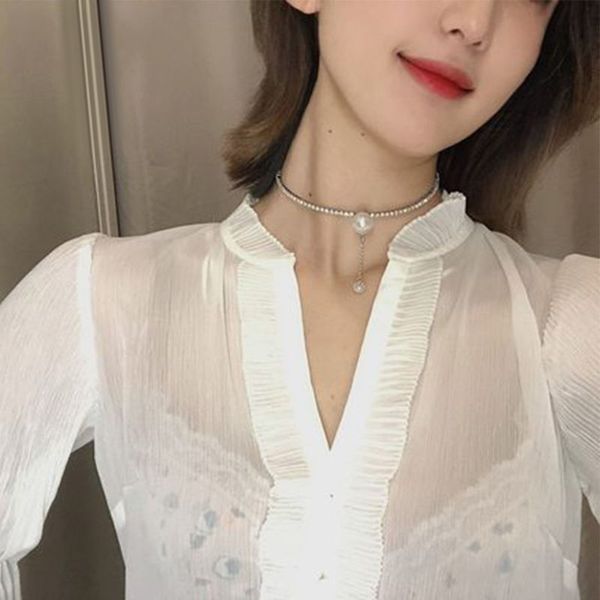 

opening collar chain female short personality choker neck strap lady clavicle chains pendant necklace for women, Golden;silver