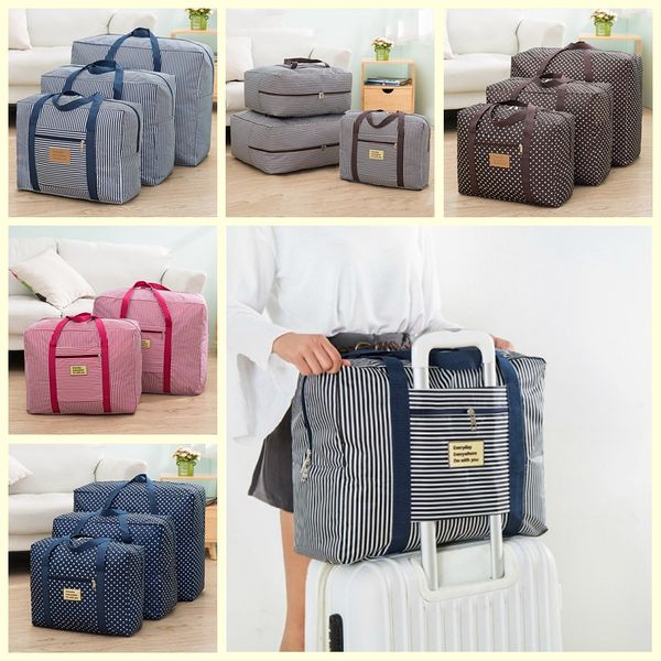 

waterproof travel storage bag large capacity portable luggage bag oxford clothes quilt storage pouch stripe dot print organizer dbc dh1377