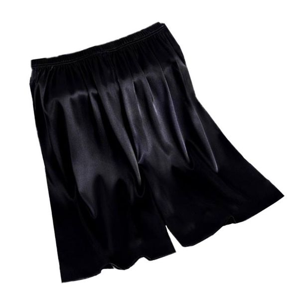 

men's sleepwear home silk satin pajamas shorts pyjamas sleep bottoms nightwear artificial five-point pants, Black;brown
