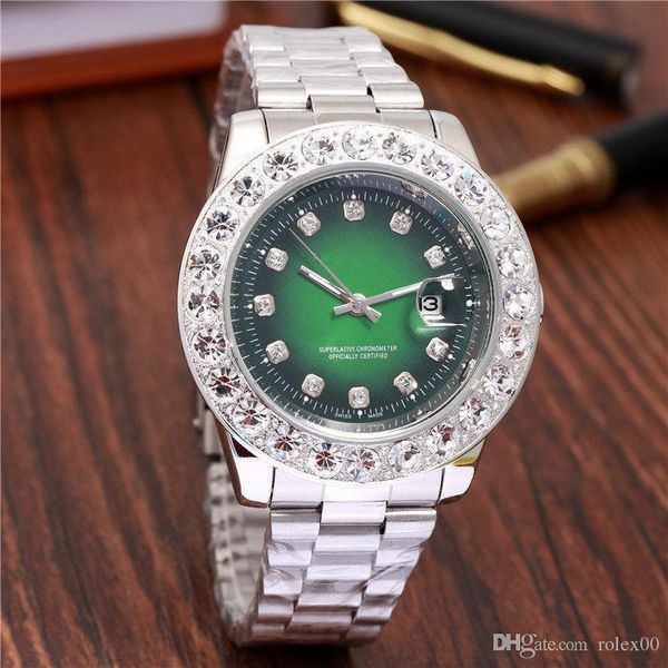 

2019 Relogio Look Мужские Бренд Мужские Часы Большие Бриллианты День-Бренд Нержавеющая С