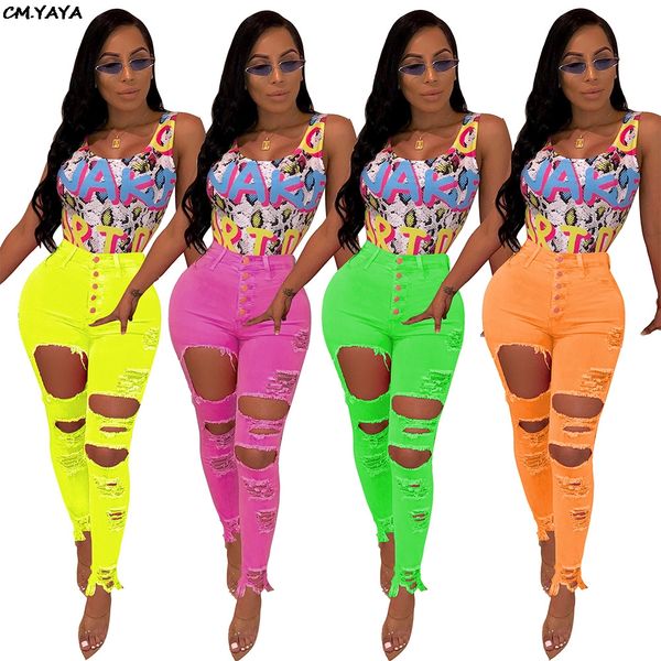 2019 women new summer cut out hole high waist button up sexy pencil jeans active wear fashion denim long pants trousers S3562