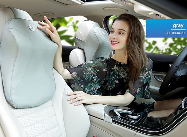 

3d pu leather auto car seat memory foam pillow headrest lumbar support for universal car black/brown/beige 4 seasons