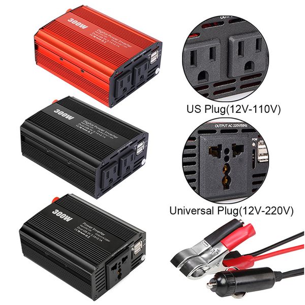 

300w car power inverter converter dc 12v to ac 110v/220v ac converter with 2.1a modified sine wave control dual usb charger