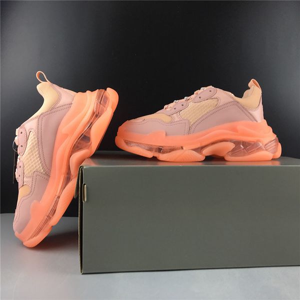 

2019 luxury paris triple s 17fw clunky sneakers pink crystal fashion designer women new casual dad running shoes