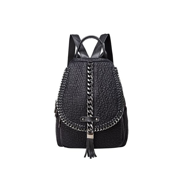 

genuine leather backpack for women 2020 new fashion designer chain backpacks girls black cover travel back pack ing