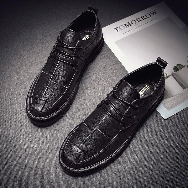 

men casual shoes fashion black sneakers real leather breathabl soft business dress formal shoes walking footwear ing