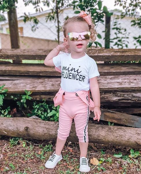 

toddler baby girls clothes strap button pants round neck letter short sleeve summer 2pc cotton lovely outfits, White