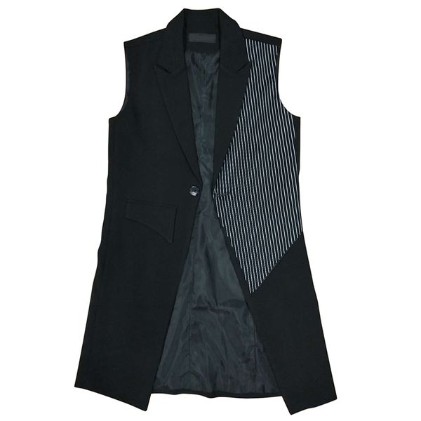 

2019 tide men's new vest korean version of the men's fashion personality performance show vest jacket, Black;white