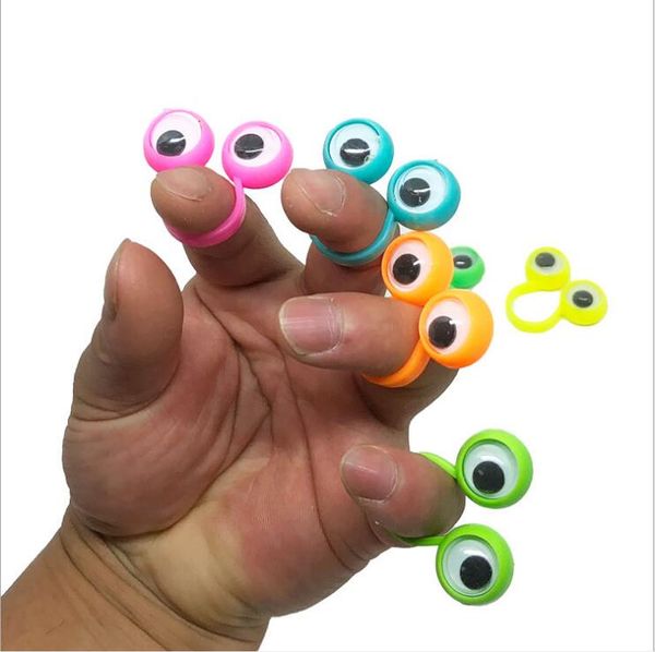 Kinder Neuheit Spielzeug Auge Fingerpuppen Kunststoff Ringe Mit Wackelaugen Hotsale Party Finger Spielzeug Kreative Cartoon Augenpuppe Cosplay Requisiten B5828