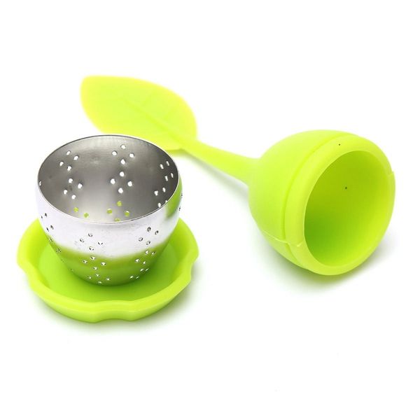 

чай infuser с крышкой сито из нержавеющей стали листовой зеленый