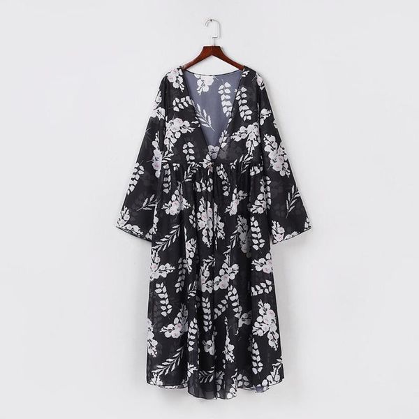 

trench coat women spring summer beach sunscreen floral print sashes long coat kaban ropa mujer kurtka manteau casaco giacca, Tan;black