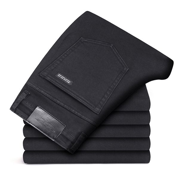 

2019 elasticity skinny jeans casual new men's slim elastic jeans fashion business classic style, Blue