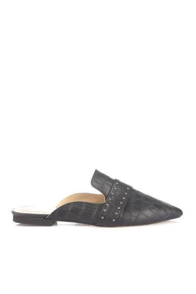 

trendyol stapler detailed kroko women slippers takss20te0027, Black