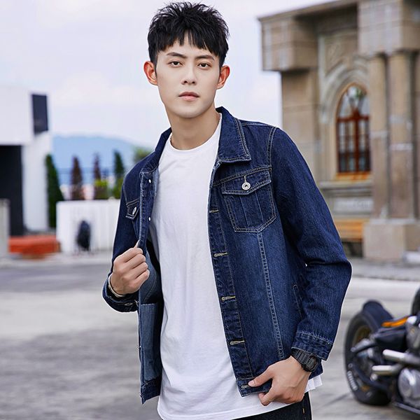 

7xl 8xl 2020 spring autumn new style men's large size denim jacket smart casual style personality fashion denim male clothing, Black;brown